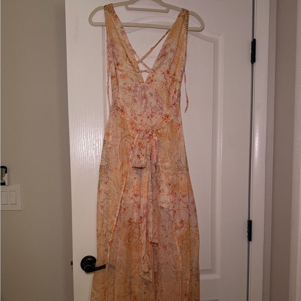 Pink Backless V-Neck Sundress for Weddings
